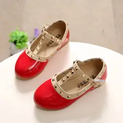 2016 новое поступление Модная детская одежда Обувь из искусственной кожи детей Обувь для девочек с Заклёпки Спортивная обувь детская Обувь