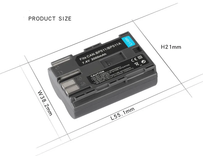 Dinto 1 шт. BP-511A BP511 цифровой Батарея 2000 мА/ч, 7,4 V Камера Аккумуляторы для Canon 20D 300D 30D 5D D30 D60 G1 G2 G3 G5 G6 BP-512