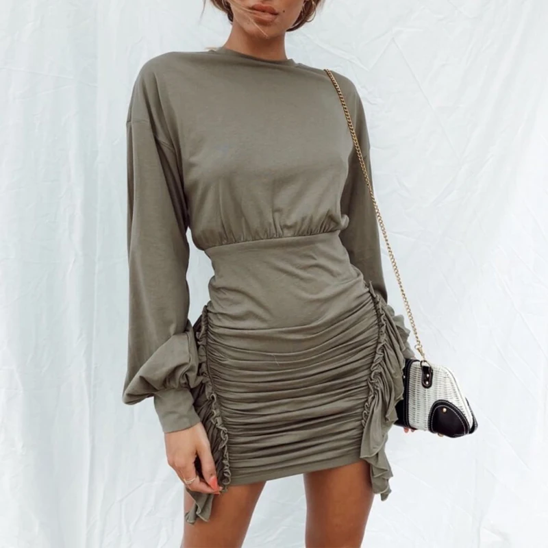 

Vintage Cotton Dress Women Puff Long Sleeve robe femme High Waist Pocket Women Dress vestidos verano 2019 Spring Summer Dress