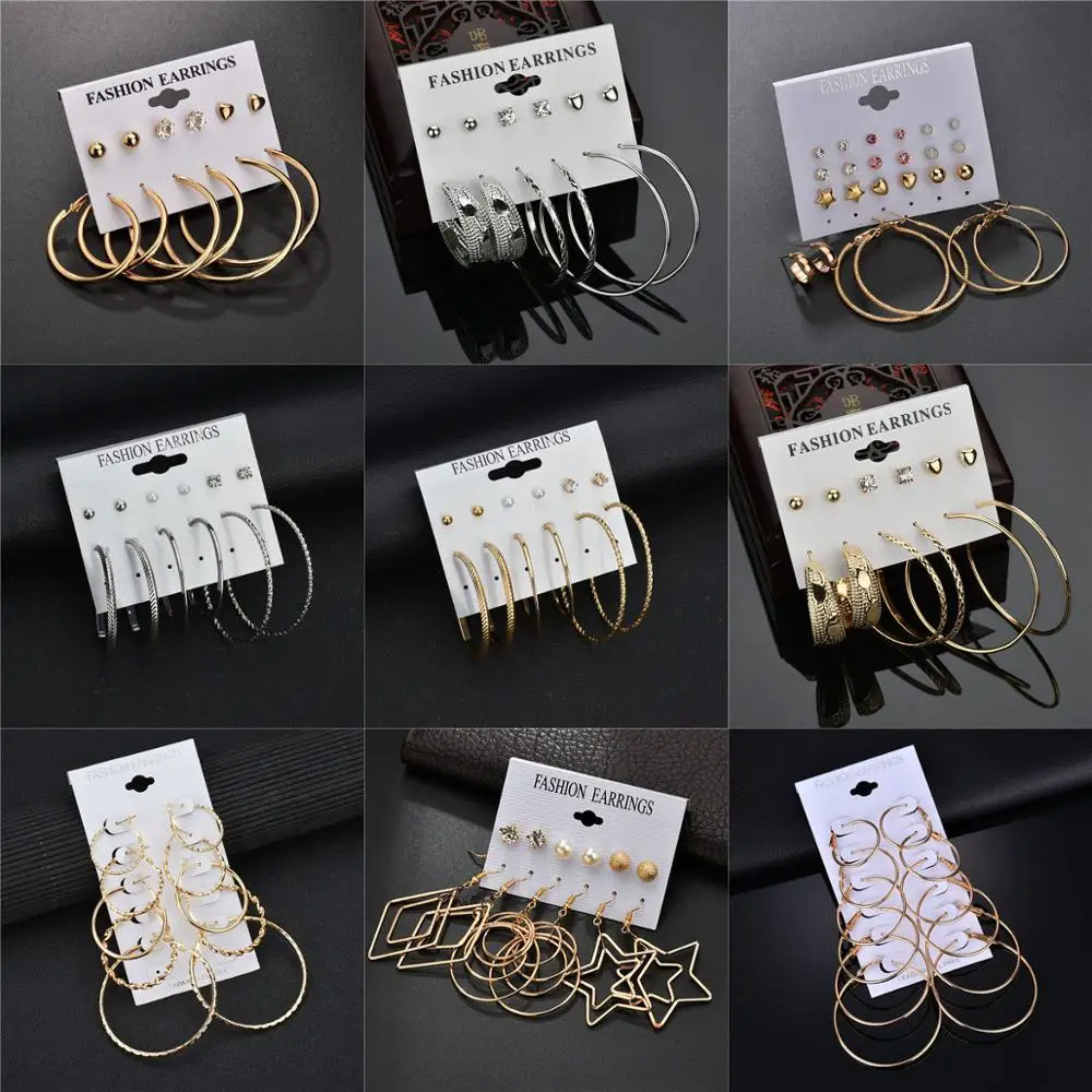 

ZORCVENS Bohemia 29 Styles Long Tassel Stud Earrings Set For Women Girl Flower Heart Pearl Stud Earring Crystal Female Jewelry