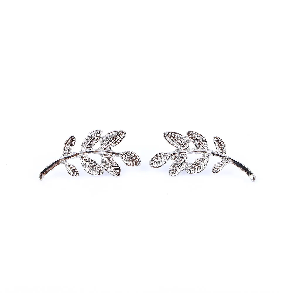 1 Pair Fashion Gold & Sliver Colors Leaf Shape Design Stud Earrings Simple Unique Gift for Women Girl Ear Jewelry