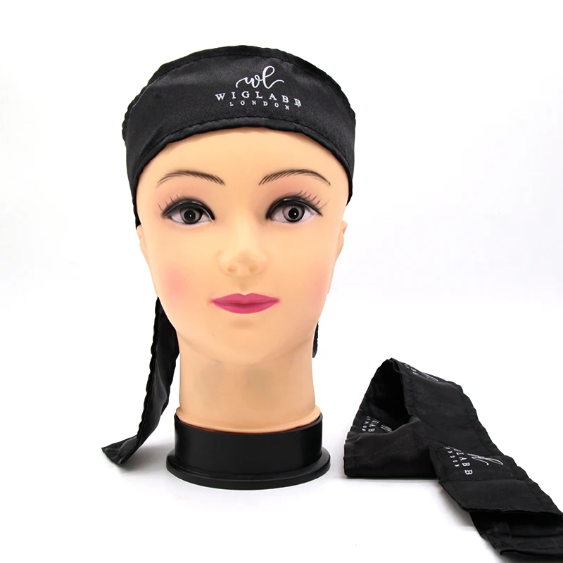 6x11 см полиэстер атласная шелковая голова шарф для волос Пользовательский логотип галстук для волос для женщин 50 шт