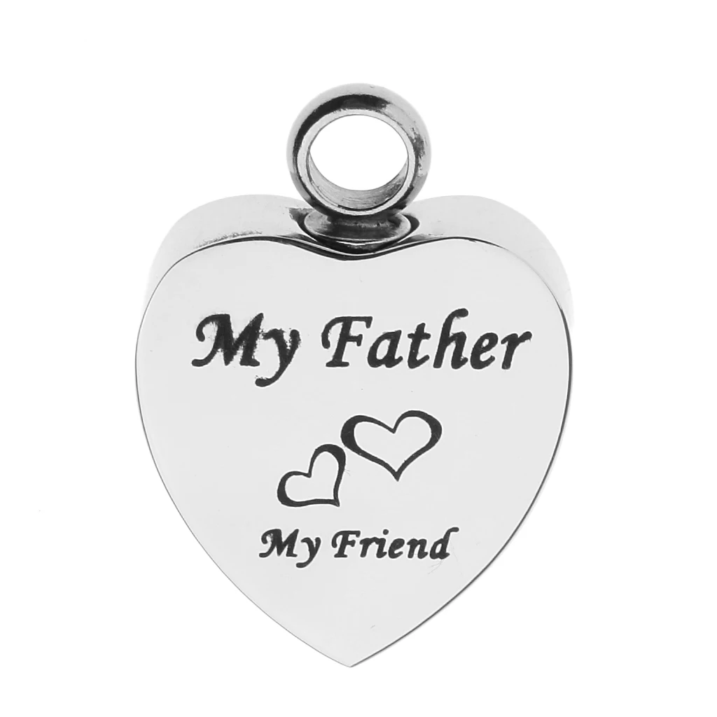 Stainless Steel Cremation My Friend Heart Urn Pendant Keepsake Memorial Charms Jewelry Fit Pendant
