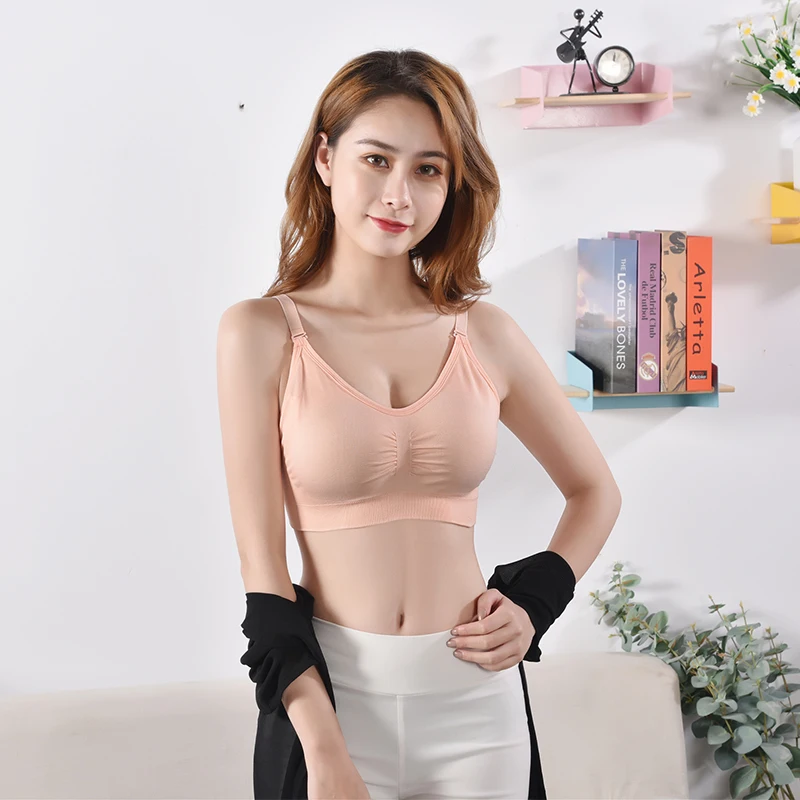 

2019 Seamless Large Bra Nursing Gathering Breathable Stretch Tights Chest Pad Strap without Steel Ring Sports underwear