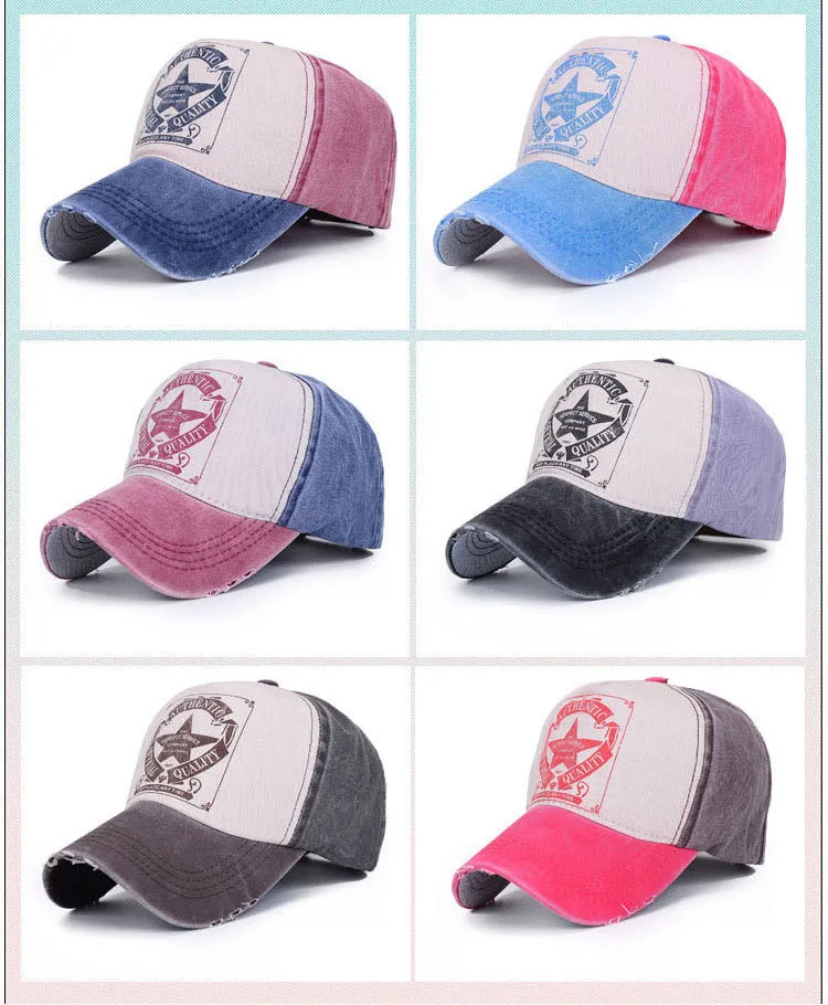 [AETRENDS] 6 Colors ! Star Patchwork Baseball Cap Men or Women Polo Hats Z-1462