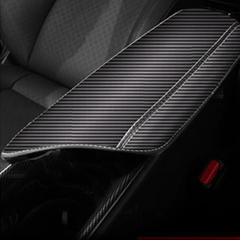 RHD углерода линия из искусственной кожи автомобиль Подлокотник Обложка для Toyota C-HR Центральной Консоли Подлокотник чехол для Toyota CHR - Название цвета: Черный