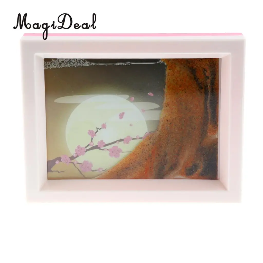 Mix Visual Illusion Floating Liquid Motion Timer Landscape Liquid Sanglass Flowing Sand Drawing Toy Desk Supplies 