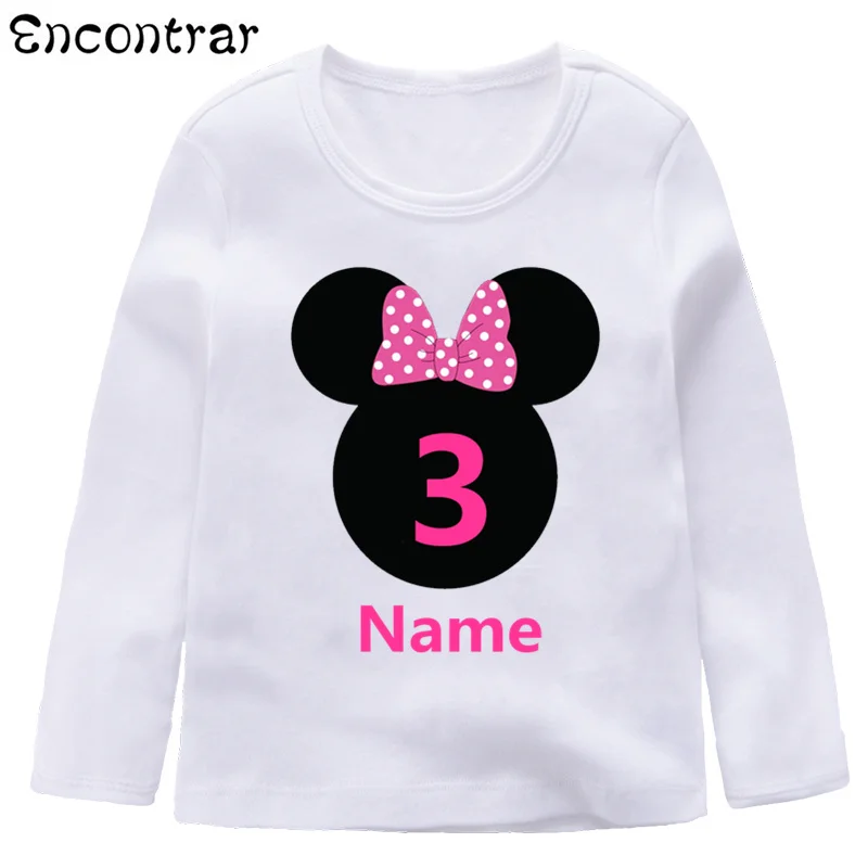 

Kids Birthday Number Name 1-9 Cartoon Design T Shirt Boys/Girls Casual Long Sleeve Tops Children's White Anime T-Shirt,LKP3055