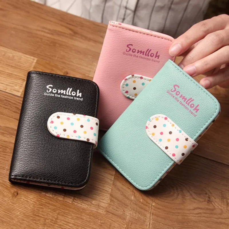 Cute Dot Women Card Holder Name ID Business Card Holder High Quality PU