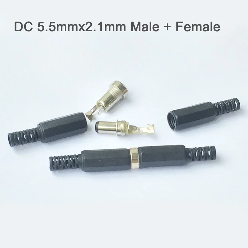 DC Power Jack Plugs Male  Female Socket Adapter Connectors 2.1mm x 5.5mm For DIY Projects Wholesales (9)