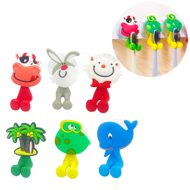 

Baby Care Kids Toothbrush Cartoon Animal Shape Holder Sucker Suction Hooks Set Hanging Bathroom Baby Toothbrush Holder Towels