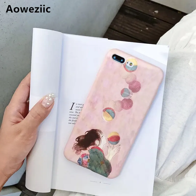 

Aoweziic New Japanese cartoon girl for iPhone X XS MAX XR 8PLUS mobile phone shell anti-fall 6S 7 soft shell