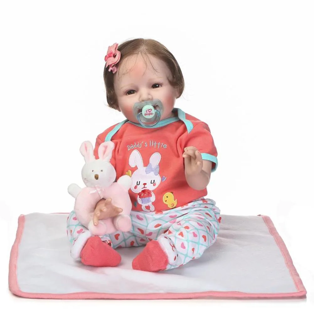 

NPK 55cm Lifelike Newborn Reborn Doll Set Silicone Cute Girl Baby Dolls for Kids Playmate Gift YH-17