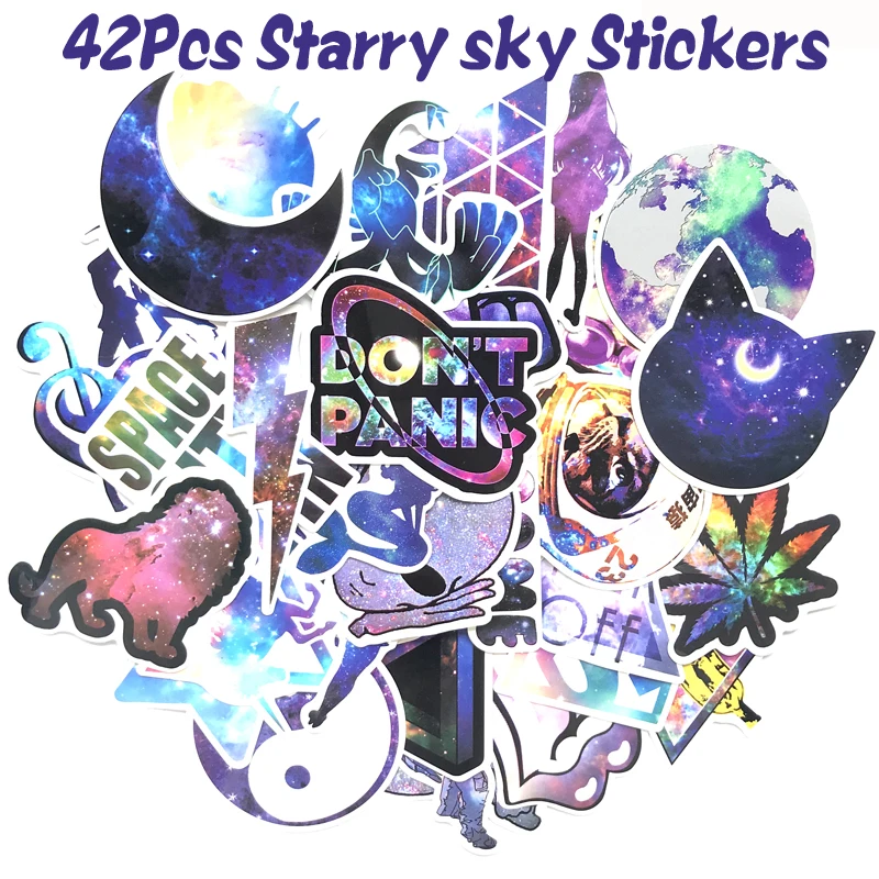 

42Pcs/Lot Starry sky PVC Waterproof Wall Sticker on Laptop Luggage Skateboard Phone Motorcycle Refrigerator Stationery Stickers