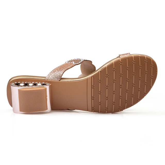 Ekoak New 2017 Fashion Summer Shoes Woman Rhinestone Cut-outs Medium Heels Ladies Party Dress Sandals Shoes Women