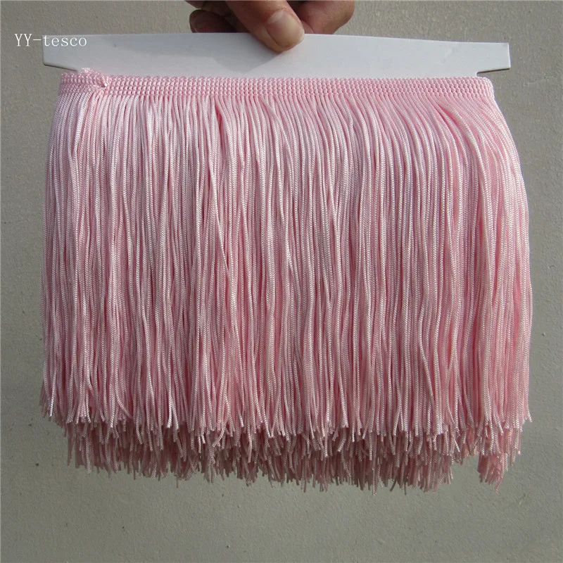 YY-tesco 10 ярдов 15 см широкая кружевная бахрома отделка кисточка бахрома отделка для DIY латинское платье сценическая одежда аксессуары кружевная лента - Цвет: light pink