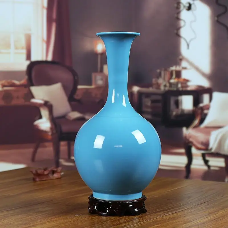 Цзиндэчжэнь небольшая ваза современная мебель для дома классическая гостиная глазурованная хорошая тонкая гладкая поверхность керамическая фарфоровая ваза - Цвет: 3