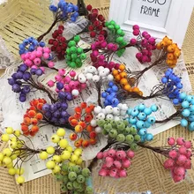 Sugared Fruit Decoration Promotion For Promotional 100pcs 200 Berries Double Tips Mini Pomegranates Decorative Fruit Arrangements Christmas Decorations Artificial Berry