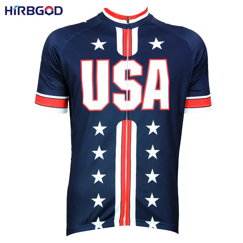HIRBGOD 2016 new mens usa flag bike short sleeve cycling jersey shirt