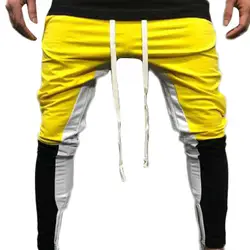 Для мужчин Штаны модные Для мужчин Спорт Бег Фитнес мужские спортивные штаны эластичные Повседневное свободные пот Штаны брюки с полосой