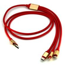 3 in 1 8-Pin+Micro USB+type-c Data Fast Charge Cable For iPhone 5 5S 6 6S iPad Air 2 Samsung LG HTC Android Phone Charger Wire