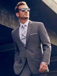 Высокое качество серый 2 шт. Бизнес Для мужчин костюмы Нарядные Костюмы для свадьбы для Для мужчин дружки костюмы Slim Fit (куртка + брюки)