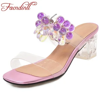 

FACNDINLL new fashion women sandals sexy high heels string bead summer woman open toe dress party wedding gladiator sandals