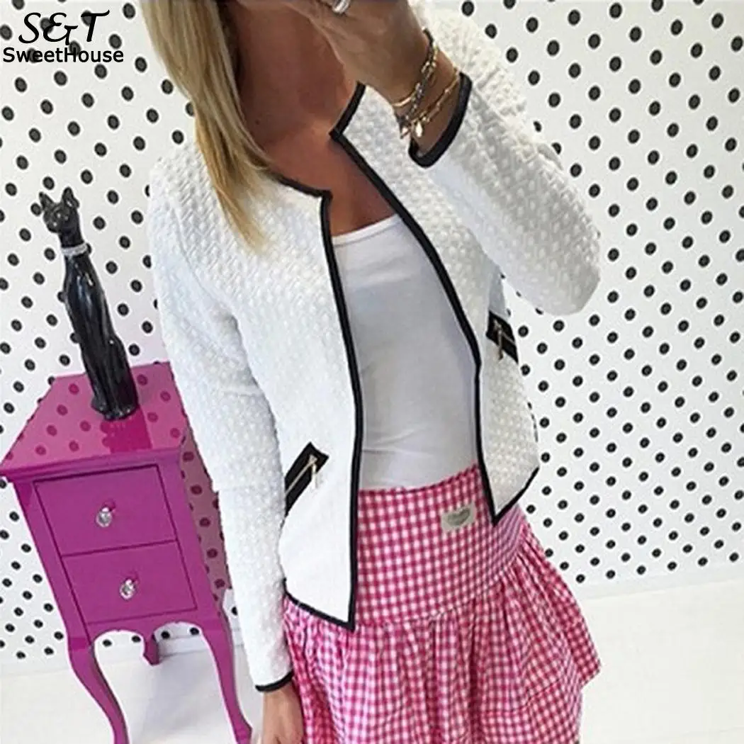 2017 Black White Plaid Bomber Jacket Women Autumn Winter