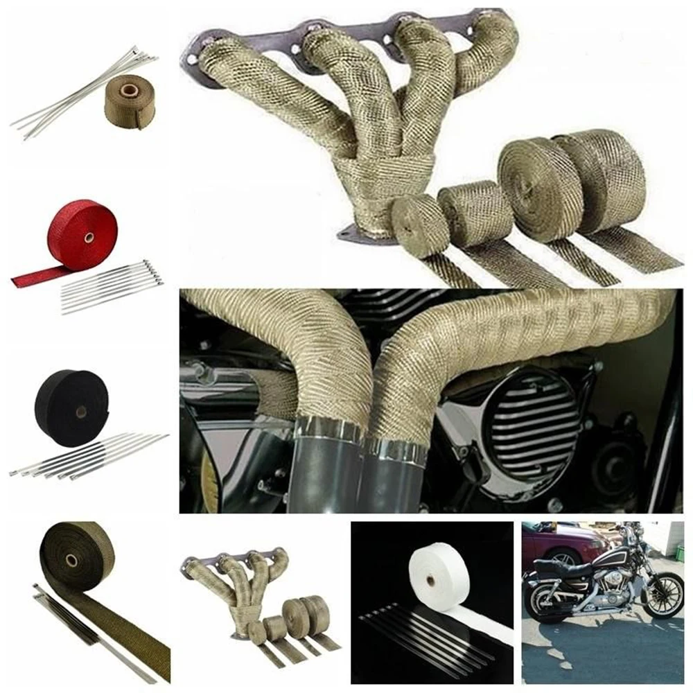 Motorcycle Accessories Motorcycle Exhaust Pipe Turbo Manifold Incombustible Heat Wrap Thermal Stainless Ties Tape 1.5mm*25mm*5m