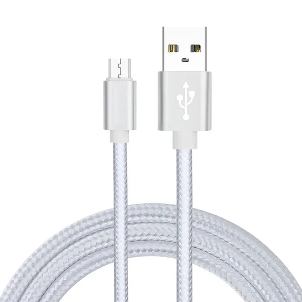 Микро-usb кабель для Android, нейлоновый кабель для передачи данных, зарядный кабель для телефона, usb-кабель для samsung Galaxy A6 A7 S7 S6 Edge A3 A5 - Цвет: silver