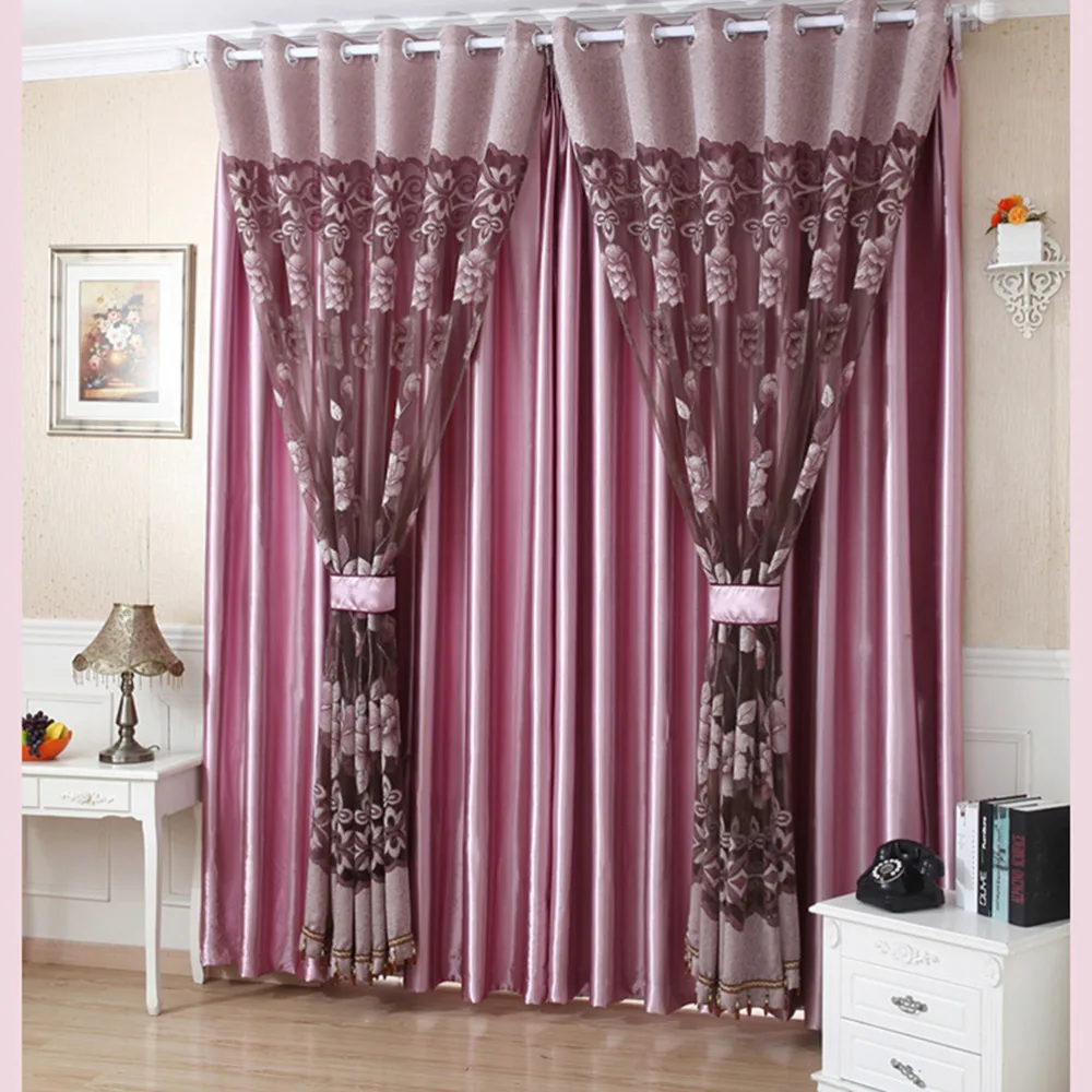 2016 New Flower Pattern Sheer Panel Drape Curtains With Grommet