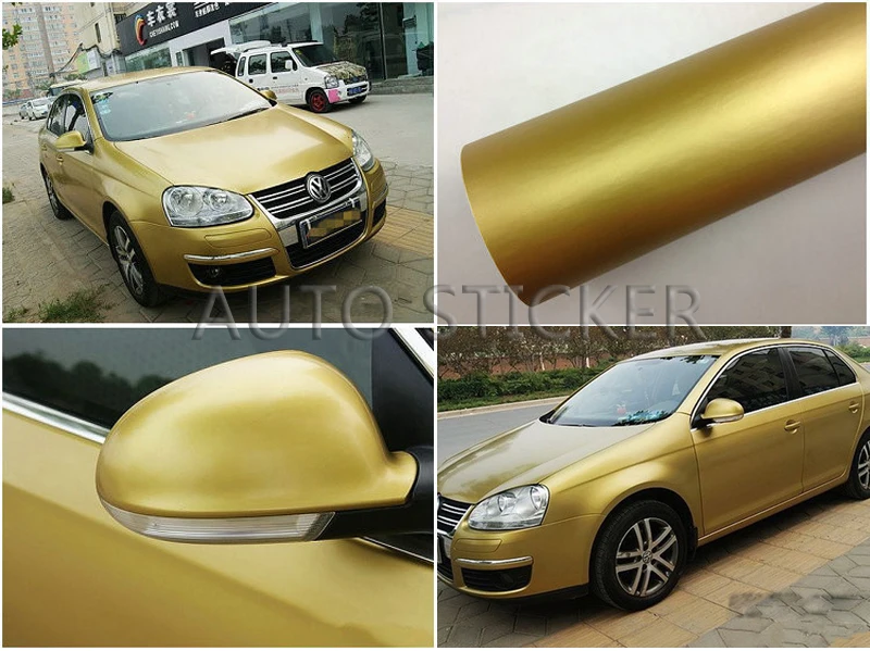 golden matte vinyl car wrap 11