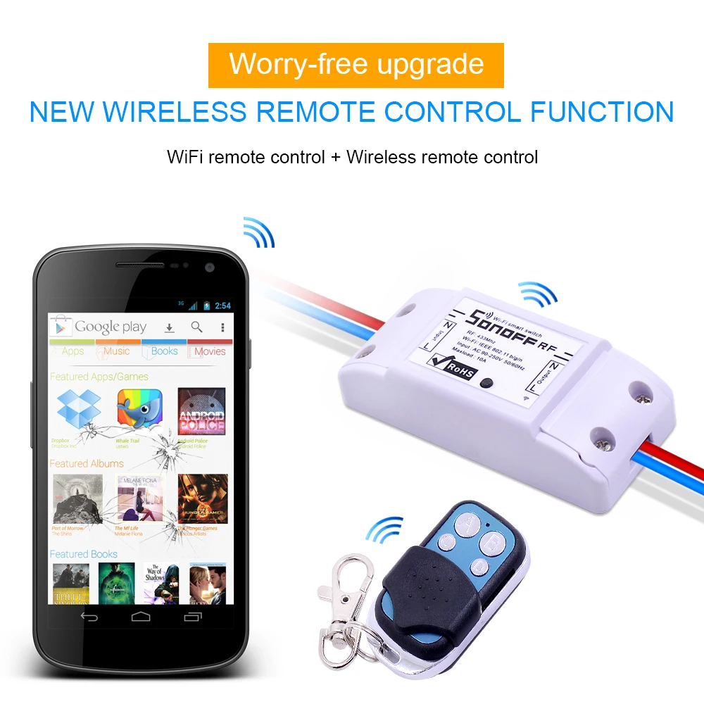 Sonoff RF WiFi Smart Home Switch 433Mhz RF Receiver with Remote Control 10A