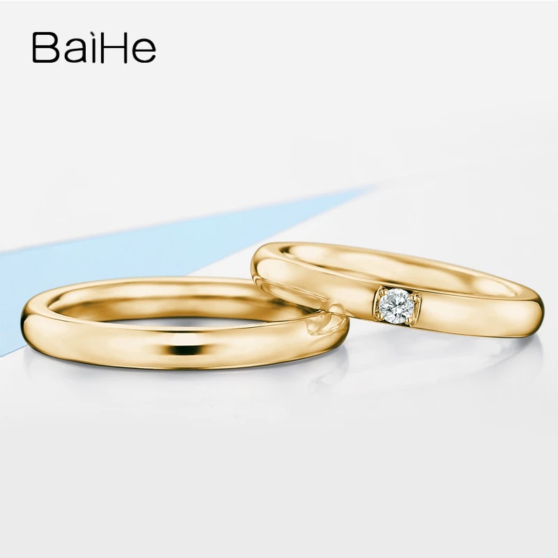 BAIHE Solid 18K Белое Золото 0.09ct Сертифицированный H/SI круглый натуральный бриллиант обручальное женское модное обручальное кольцо ювелирные изделия