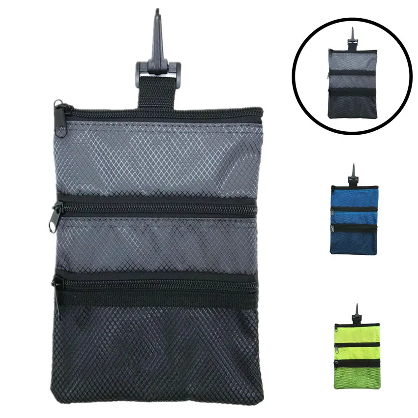 Golf Pouch Bag Standard Sports Golf Valuables Table Tennis Balls Tee Bags Zipper Carry Holder Hook to Bag Clip Storage 1 Pc