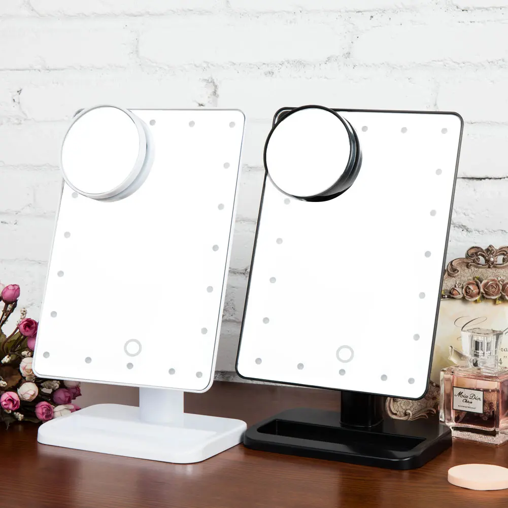

Tabletop Lamp Adjust Brightness 20LED Lighted Makeup Mirror Touch Dimmable Desk Table Lamp W/10x Magnifie Nightlight For Bedroom