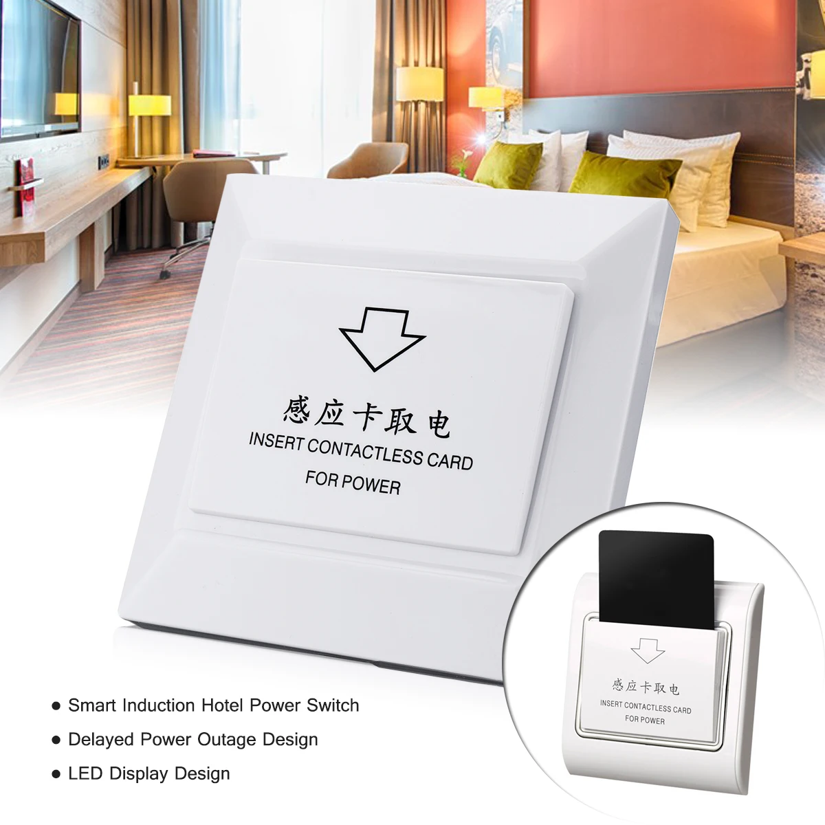 

86mm Rfid Card Smart Induction Hotel Power Switch 40A Timer Delay Energy Saving Energy Saving Automatic for Villa Business Club