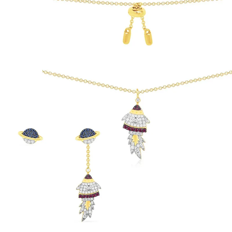 

Fashion Charm 100% Sterling Silver Original 1:1 High Quality Cosmic Rocket Jewelry Set Women Jewelry Free Mail