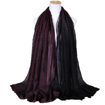 

Voile Scarf Soft Gradient Style Wrap Shawl Stole Gradient Ramp Sheer Scarf (8# Wine Red + Black)