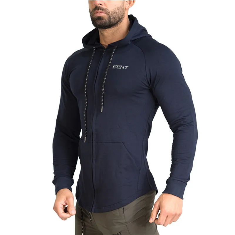 

Pocket Solid Hooded Cardigan for Men Zipper Spring Black Hoodies Coat Men Casual Long Sleeve Sweatshirts Male Jackets