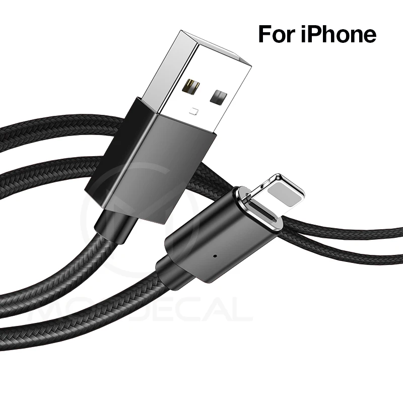 MOOJECAL, магнитный кабель USB кабель с нейлоновой оплеткой Магнит Micro USB кабель для быстрой зарядки и передачи данных линии Зарядное устройство для подключения кабеля к кабелю для Xiaomi samsung Android - Тип штекера: Black IOS