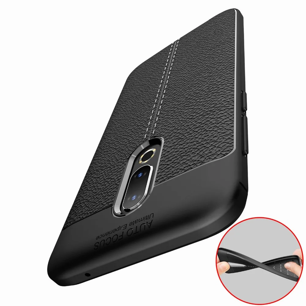 Текстурированный чехол личи 6 0 для Meizu 16 16th Th Plus M882q M892q телефона лента на заднюю