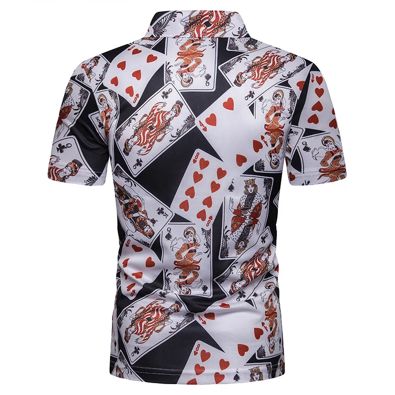 Новинка, летняя мужская рубашка поло с коротким рукавом, 3 D, с принтом игральных карт, Homme De Marque Haute Qualite, забавная летняя футболка