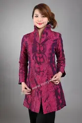 Скидка ярко-розовый женский Шелковый полиэстер верхняя одежда Китайская традиционная Тан костюм для женщин среднего возраста длинное