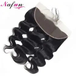 NAFUN волос Малайзии объемная волна кружева передние человеческие волосы 13X4 кружева закрытие естественного Цвет не Волосы remy чехол