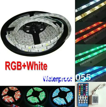 

5M RGBW SMD5050 Flexible Led Strips Rope lighting RGB+W RGB white waterproof IP65 12V 60LEDs/M+40 Key Remote controller