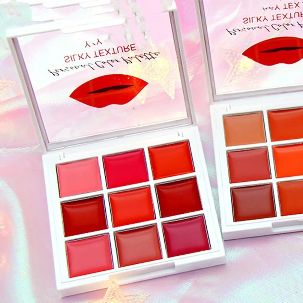 

9 Colors Matte Lipstick Palette Lip and Cheek Dual-Use Disk Waterproof Long-lasting Cosmetic