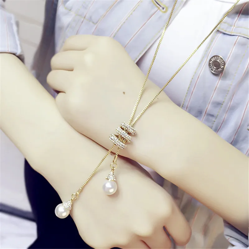 

Long Paragraph Simple Pearl Pendant Travel Commemorative Long Necklace Pendant Wild Tassel Sweater Chain Female