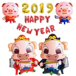 Воздушный шар с изображением свинки счастливое китайское Новогоднее украшение 2019 буквы шарики цифры воздушный шар 16 дюймов вечерние