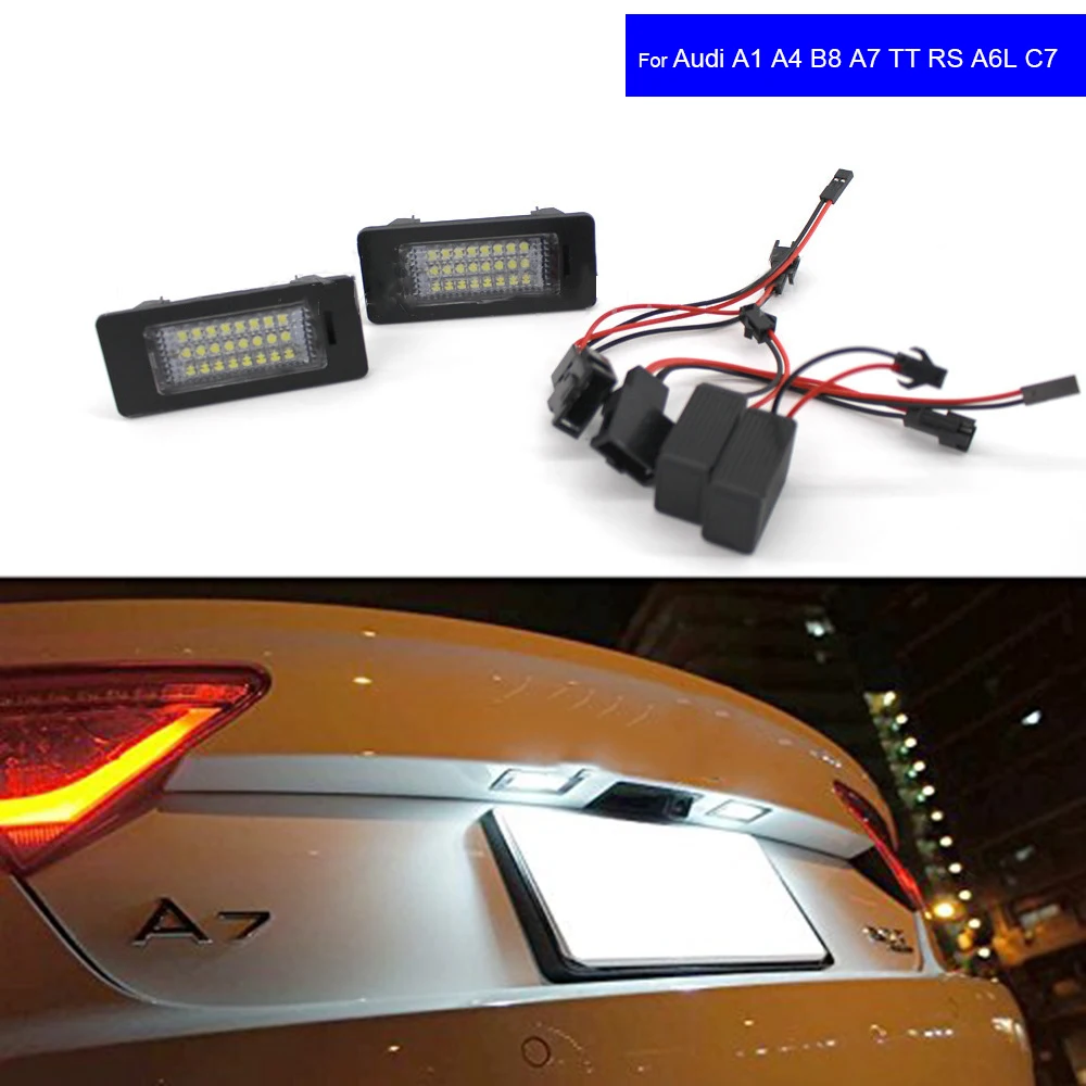 24 SMD White LED Car License Plate Light Assemblies for Audi A1 A4 B8